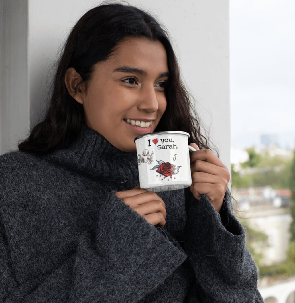a woman drinking coffee